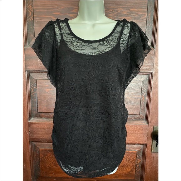 Jessica Simpson Maternity Black Lace Top S - Picture 3 of 5